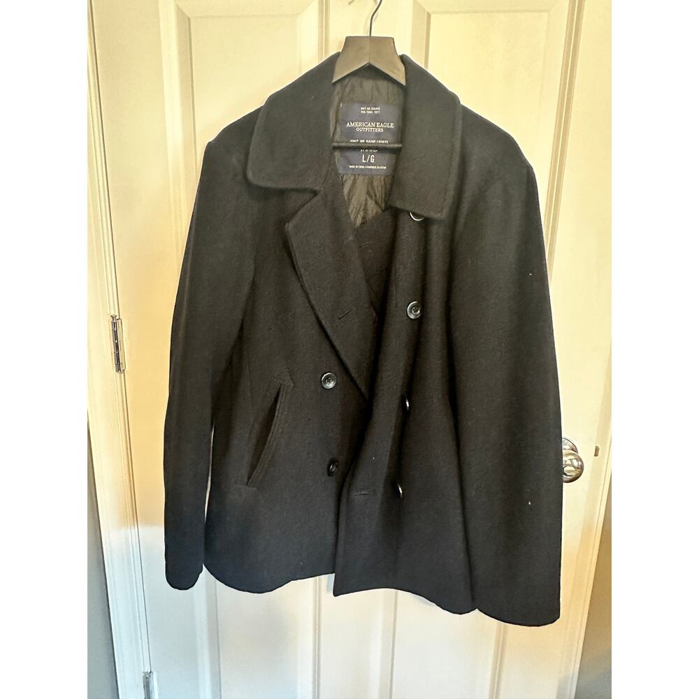 American Eagle Men's Navy Blue Wool Peacoat Large